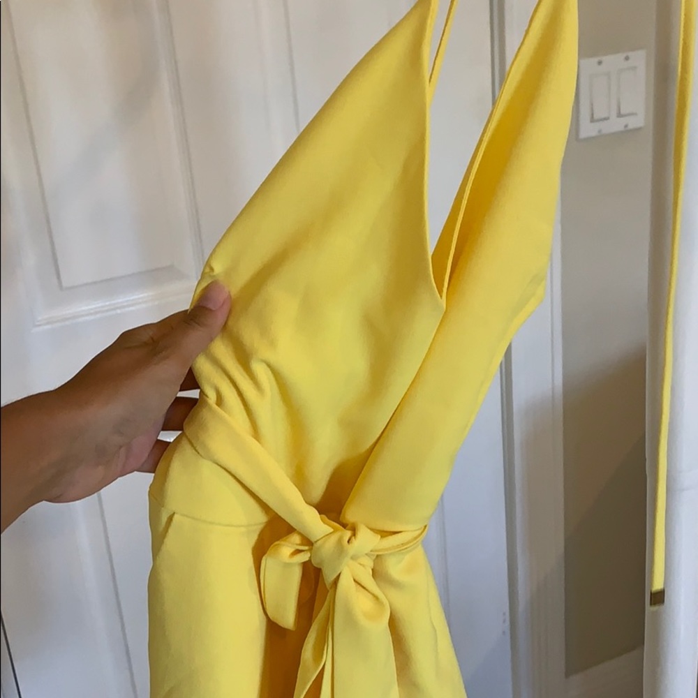 Yellow romper open in the back with or w/ belt